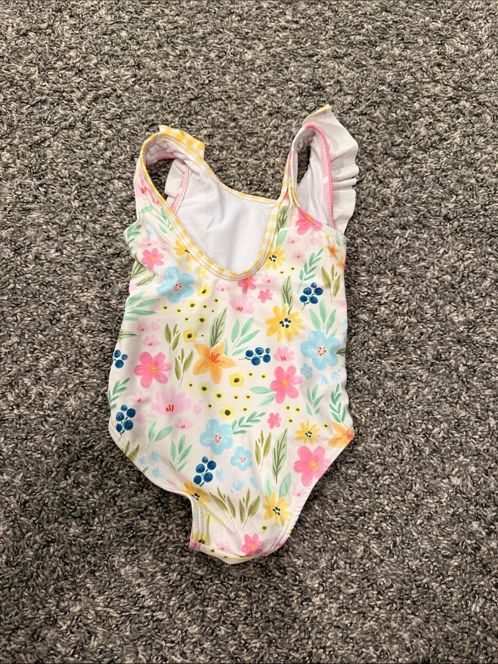 Girls Floral & Pink Ruffle One-Piece Swimsuit